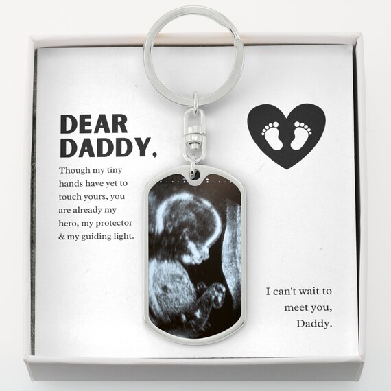 DaintyJewelCoGifts Dear Daddy Personalized First Time Dad Gift Ultrasound Keychain, 1st Time Dad Gift, Expecting Dad Gifts New Dad Gift, Soon to Be Daddy