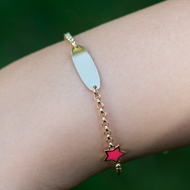 14K Solid Gold Baby Girl Name Bracelet/newborn Gift/gold Name Bracelet