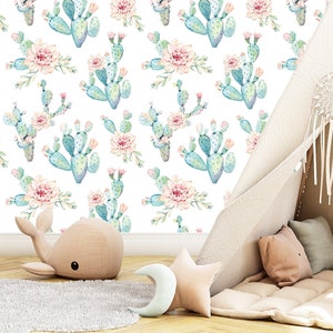 Cactus Peel and Stick Wallpaper: Tropical Nursery Decor