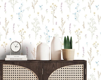 Delicate Wallpaper Peel and Stick, Minimalist Wallpaper, Dainty Floral Wallpaper, Removable Wall Paper