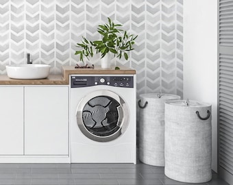 Herringbone Wallpaper Peel and Stick, Gray Chevron Wallpaper, Watercolor Wallpaper, Geometric Wallpaper, Removable Wall Paper