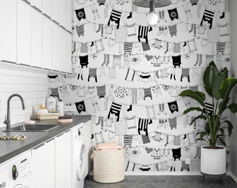 Laundry Wallpaper Peel and Stick Laundry Room Wallpaper - Etsy Laundry Wallpaper Peel and Stick Laundry Room Wallpaper - Etsy