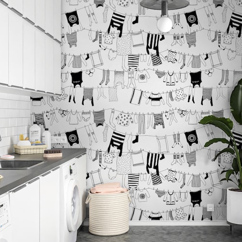 Laundry Wallpaper Peel and Stick Laundry Room Wallpaper - Etsy