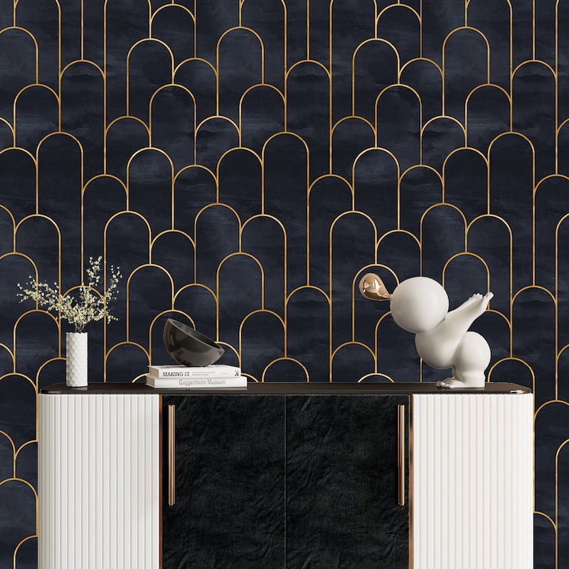 Black and Gold Wallpaper - Etsy