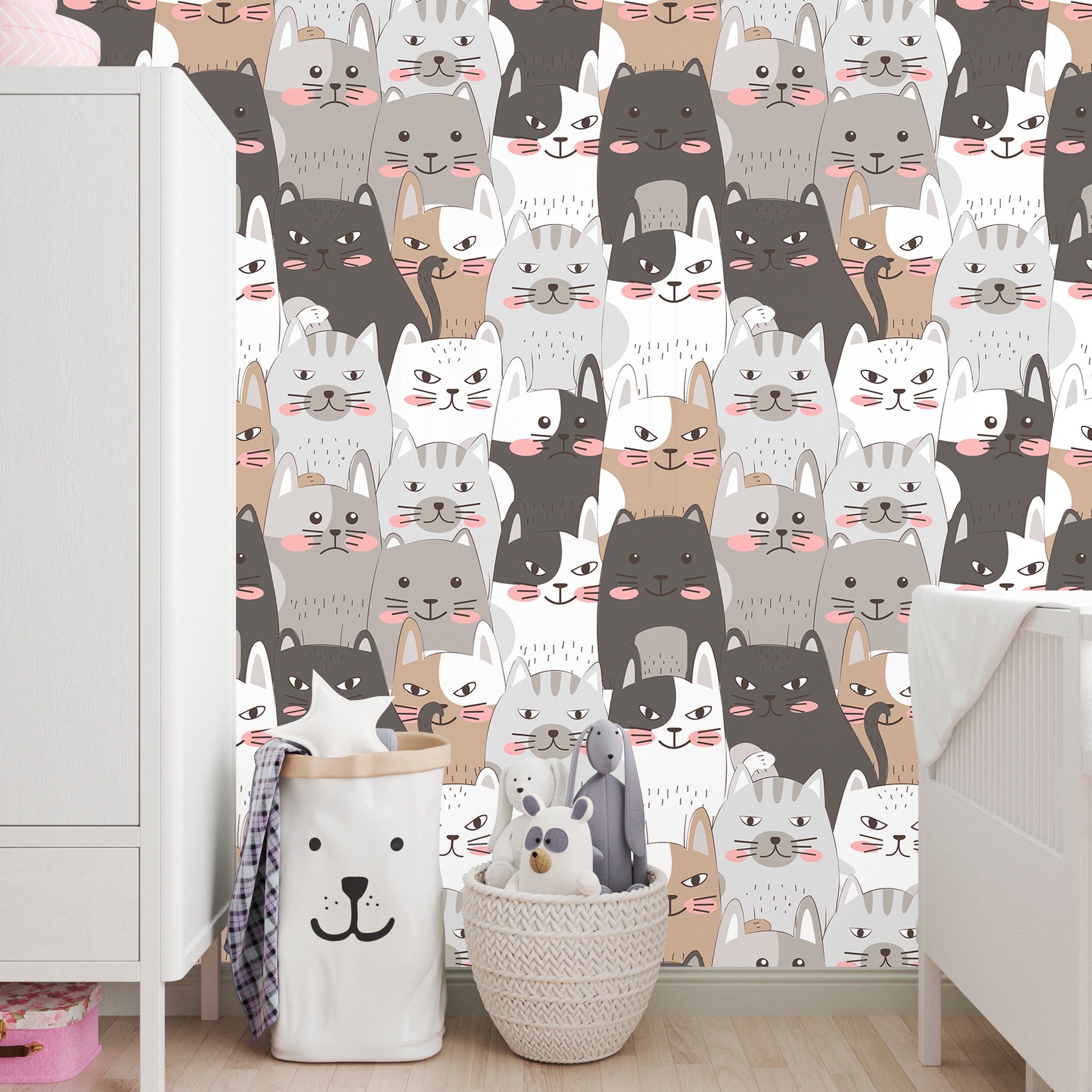Cat Wallpaper Peel and Stick Animal Wallpaper Nursery Etsy