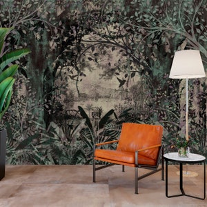 Magic Forest Wallpaper Peel and Stick, Vintage Forest Mural, Moody Wallpaper, Removable Wall Paper