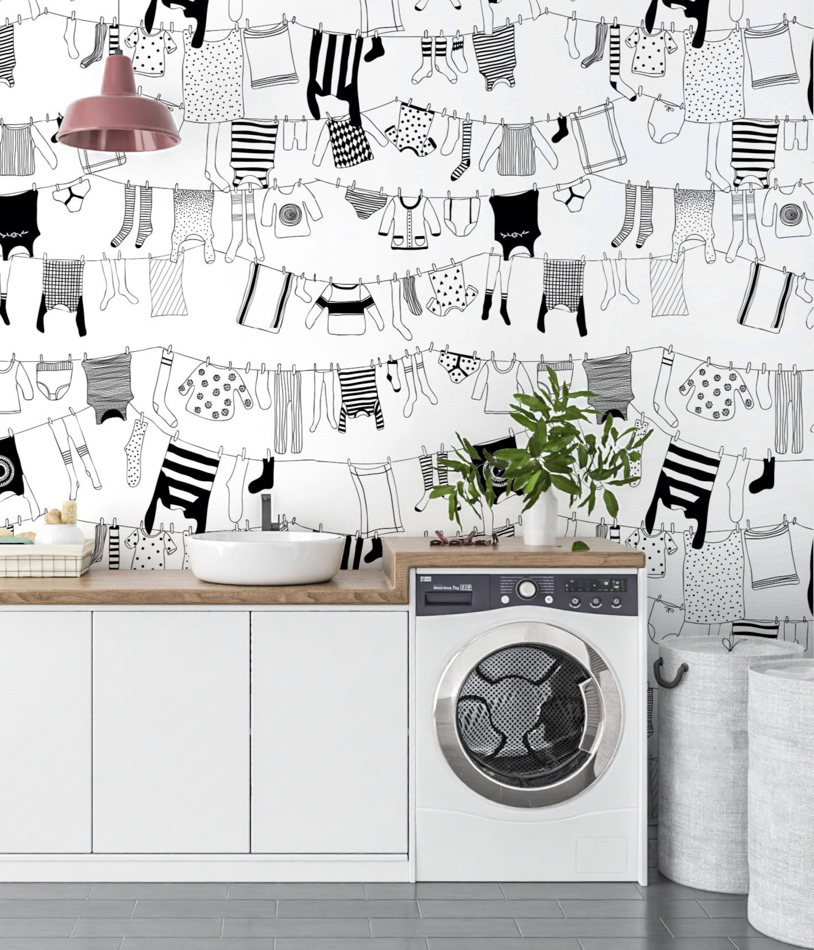 Laundry Wallpaper Peel and Stick Laundry Room Wallpaper Etsy