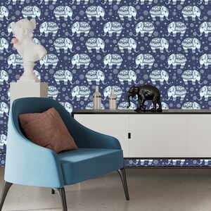 Elephant Wallpaper Peel and Stick, Indian Wallpaper, Animal Wallpaper, Removable Wall Paper