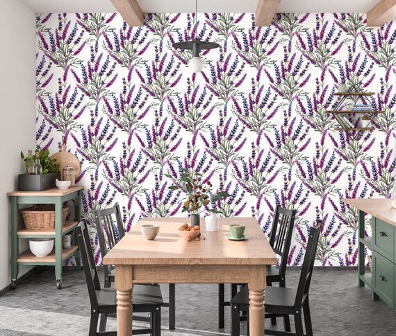 Lavender Wallpaper Peel and Stick Wildflower Wallpaper - Etsy