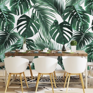 Palm Wallpaper Peel and Stick, Monstera Wallpaper, Big Leaf Wallpaper, Tropical Leaf Wallpaper, Removable Wall Paper