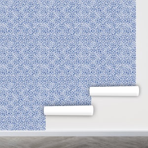 Blue Tile Wallpaper Peel and Stick, Kitchen Wallpaper, Bathroom Removable Wall Paper