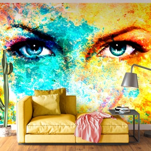 Evil Eyes Peel and Stick Wallpaper: Colorful Abstract Removable Wall Art