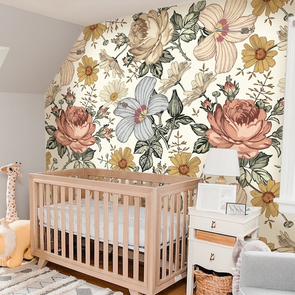 Vintage Floral Wallpaper Etsy