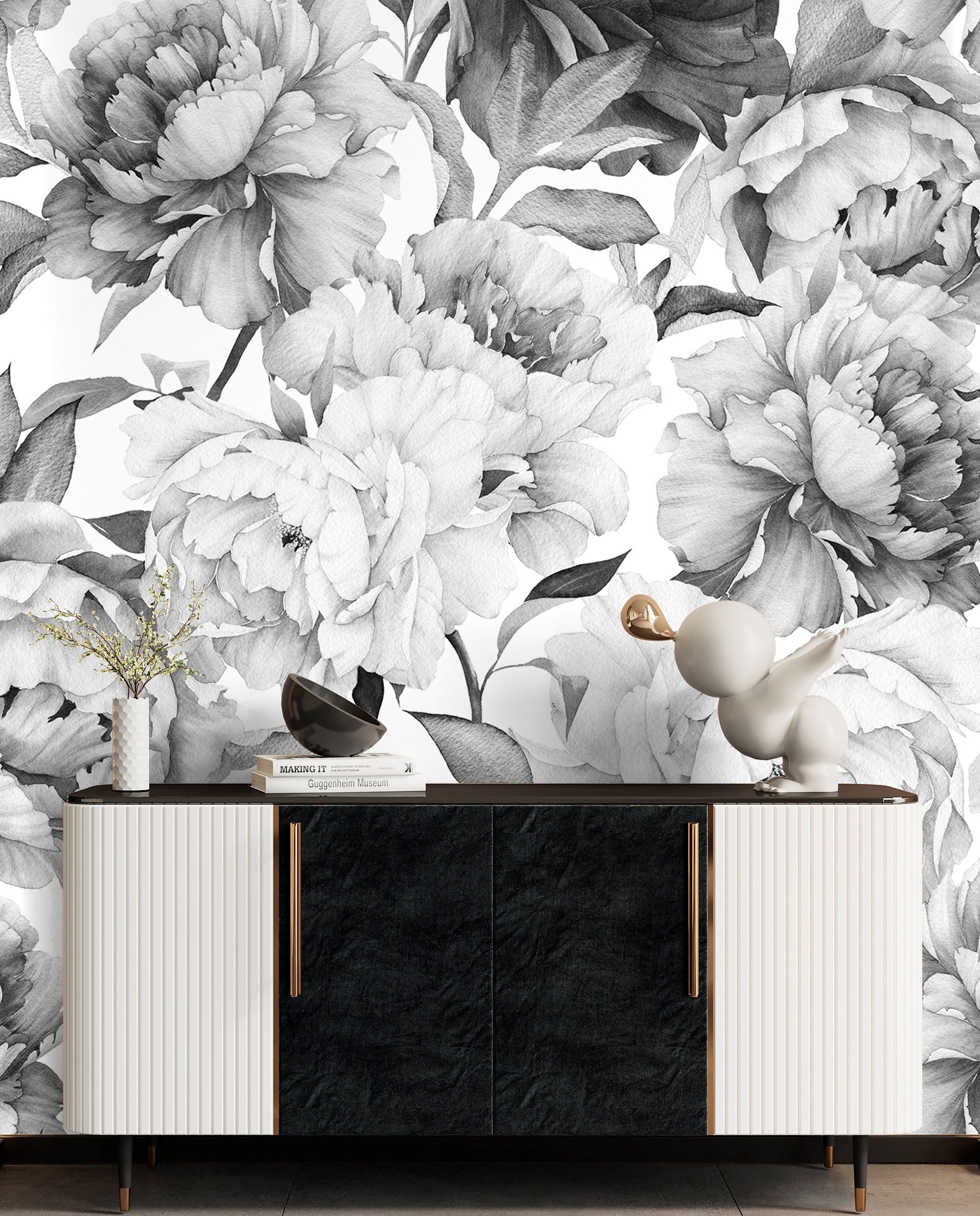 Black and White Peonies Wallpaper Peel and Stick and Prepasted  Bed Bath   Beyond  36791488