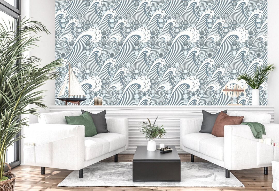 Waves Wallpaper, Big Wave Wallpaper Peel and Stick, Ocean Wallpaper