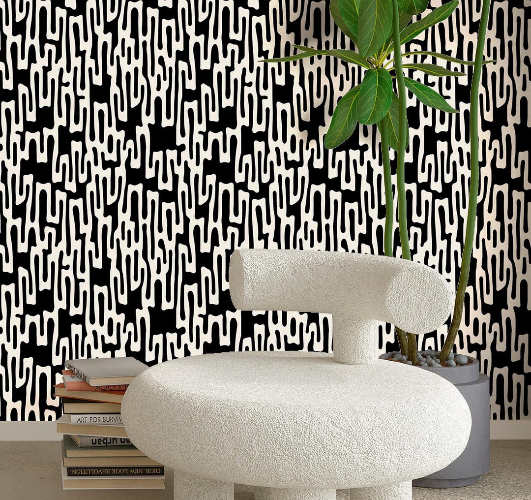 Black and White Wallpaper Peel and Stick, Bold Abstract Stripes ...