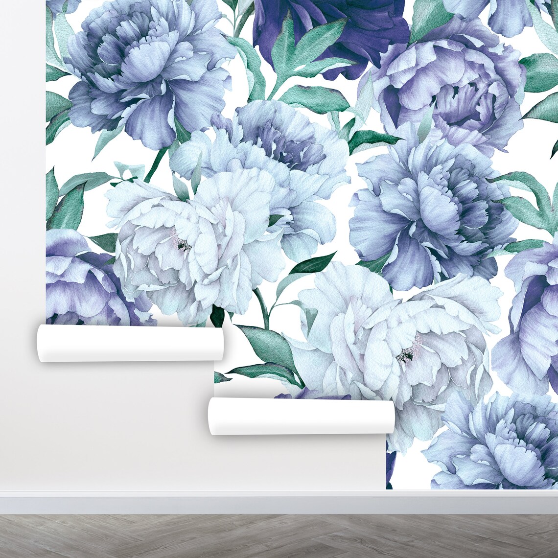 Blue Floral Peel And Stick Wallpaper