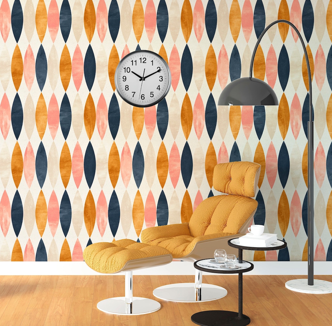 Mcm Wallpaper Peel and Stick Beige Leaf Wallpaper - Etsy