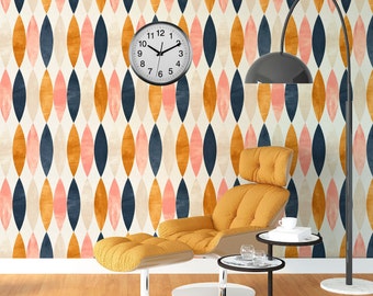 Mcm Wallpaper Peel And Stick Beige Leaf Wallpaper Etsy