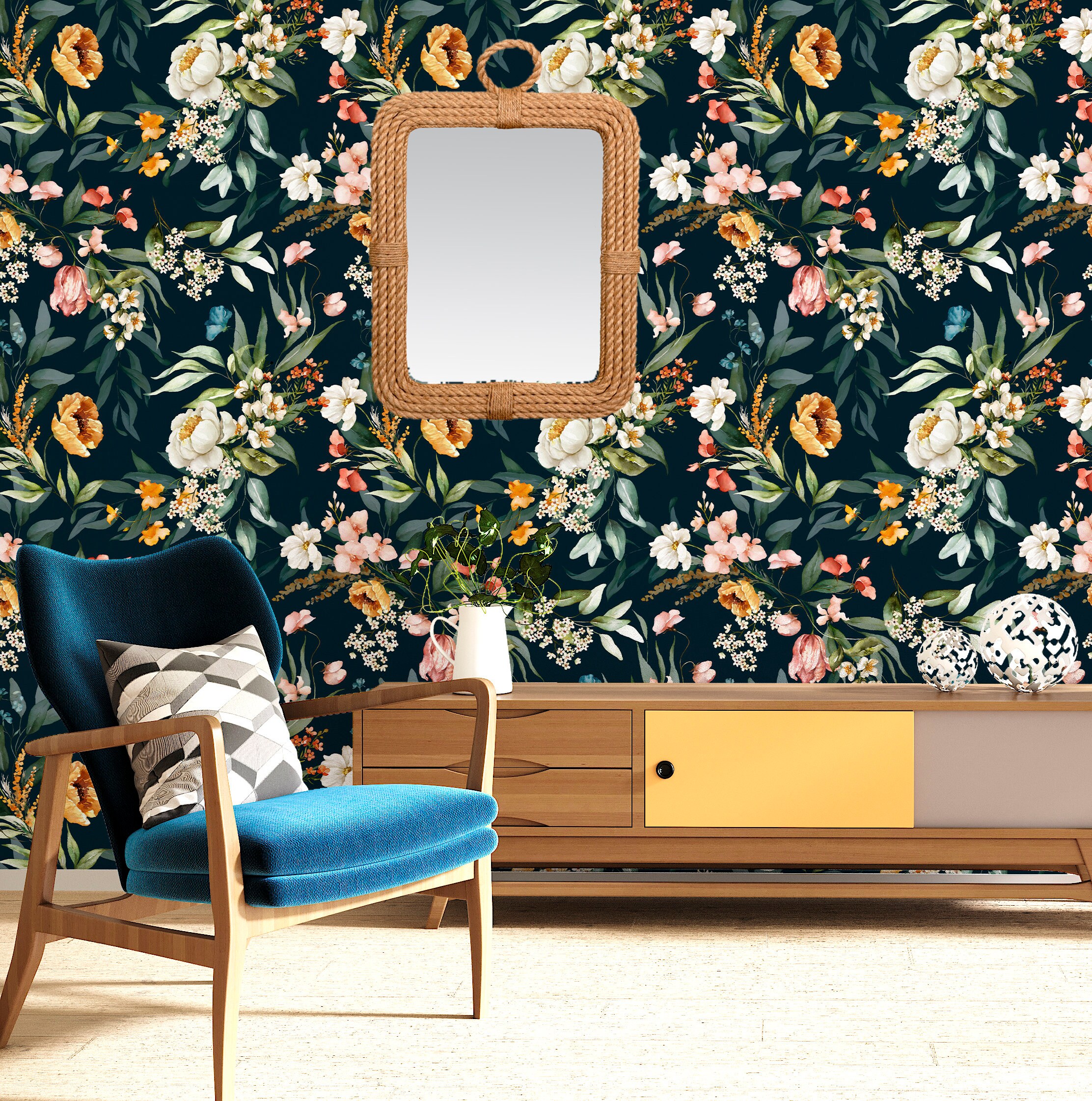 Moody Wallpaper Peel and Stick Dark Floral Wallpaper - Etsy