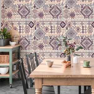 Tribal Wallpaper Peel and Stick, Indian Wallpaper, Aztec Wallpaper, Removable Wall Paper