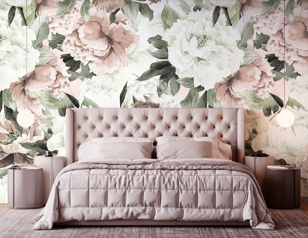 Peony Wallpaper Peel and Stick, Pink Floral Wallpaper, Big Flower ...