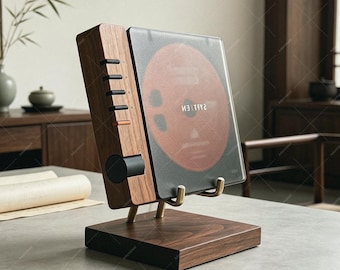 Walnut Wood CD Stand | Vinyl Record Display Holder | Album Storage Rack