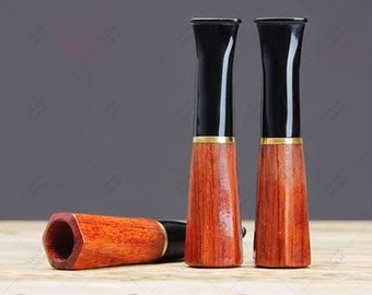 Rosewood Angular Cigar Mouthpiece, Smoking Cigarette Holder, 9mm Filter Core Compatible Accessory