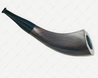 Ręcznie robiona fajka tytoniowa z hebanu: kształt rogu, filtr 9 mm, wygięty kształt