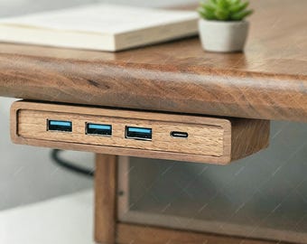 Walnut 5-in-1 USB Hub, Docking Station SD TF, Monitor Stand Desk