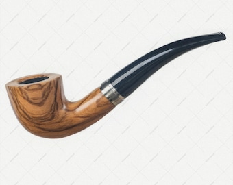 Handmade Bent Wood Smoking Pipe, Vintage Style, Gift for Men