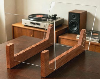 Solid Wood Vinyl Record Holder, LP Storage Album Display Stand, Record Organizer