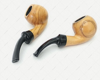 Handmade Olive Wood Smoking Pipe, Small Palm-Sized Tobacco Pipe
