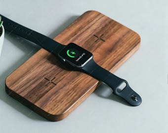 Cargador inalámbrico MagSafe 3 en 1 de nogal para iPhone, Apple Watch y AirPods