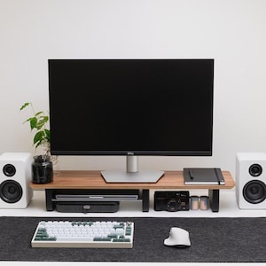 Handmade Walnut Monitor Stand: Medium Desk Shelf, Office Organization