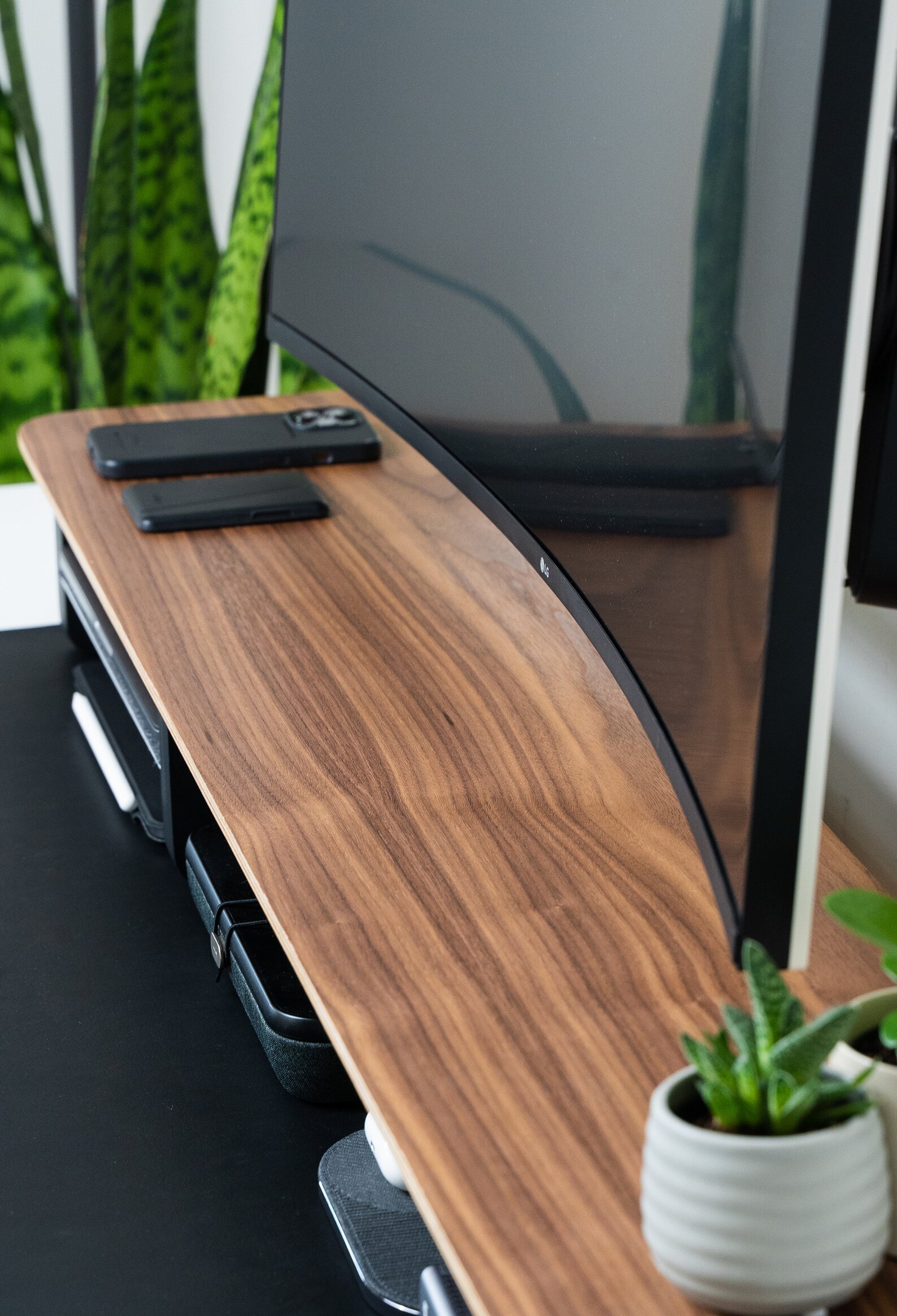 Walnut Desk Shelf & Monitor Stand Desk and Home Organisation Etsy