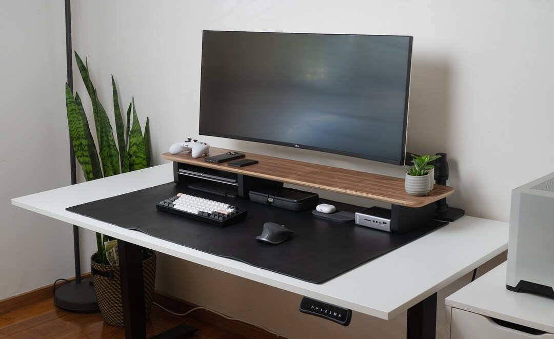 Walnut Desk Shelf & Monitor Stand Desk and Home Organisation Etsy