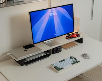 White Desk Shelf & Monitor Stand | Office Organisation, Handmade in Australia