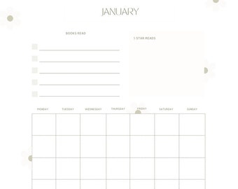 Reading Planner calendar books journal