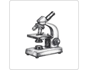 Vintage Microscope Kiss-Cut Sticker | Science Illustration
