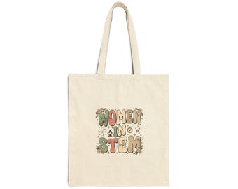 Women in STEM Tote Bag | Library Book Lover Canvas Carryall
