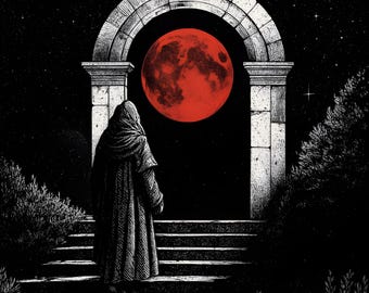 Blutmond Tor Druck | Dark Academia Gothic Wandkunst (Digitaler Download)