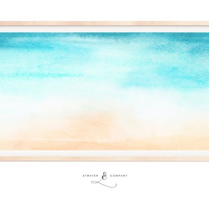 Samsung Frame TV Display  |  Watercolor Beach Waves  |  Instant Download