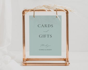 Wedding Cards and Gifts Table Sign | Personalized in Sage green -  8x10in