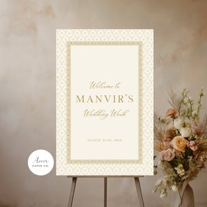 Indian Vintage Grooms - Wedding week welcome sign | Indian Wedding | Punjabi wedding  - 24&quot;x36&quot;