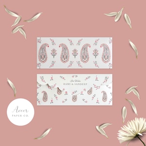 Enveloppes Shagun/Cash aquarelle motif cachemire - Personnalisées - Lot de 10