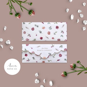 Enveloppes Shagun/Cash, fleurs éparses, personnalisées, lot de 10