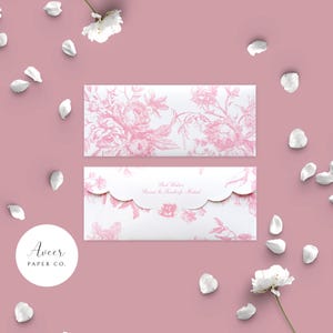 Enveloppes de fleurs anciennes avec contours roses shagun/cash - Personnalisées - Lot de 10