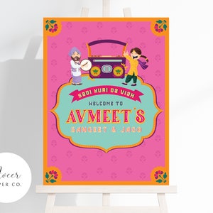 Welcome Sign - Jago & Sangeet | Indian Wedding | Punjabi wedding | Sadi kuri da viah  - 18"x24"