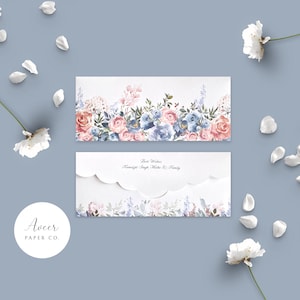 Enveloppes Shagun/Cash Roses bleues - Personnalisées - Lot de 10